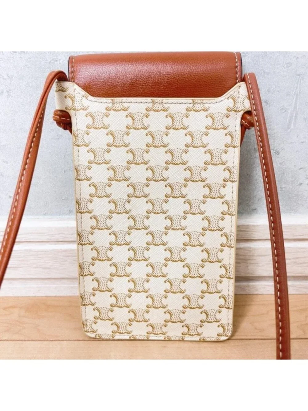 Celine Triomphe Mobile Pouch Shoulder White
